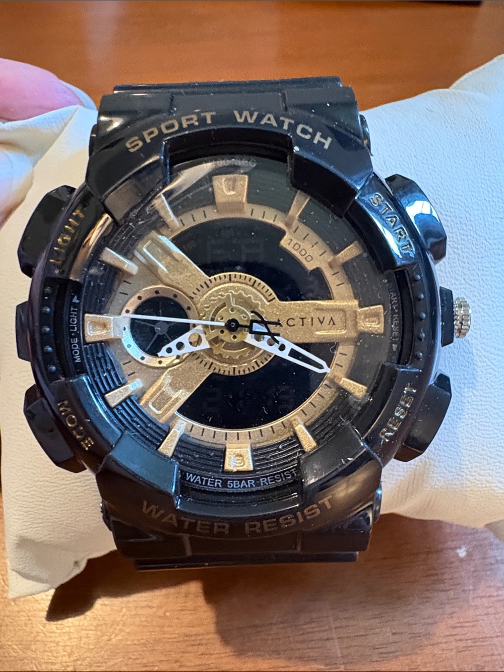 Activa Black and Gold Analog-Digital Sport Watch
